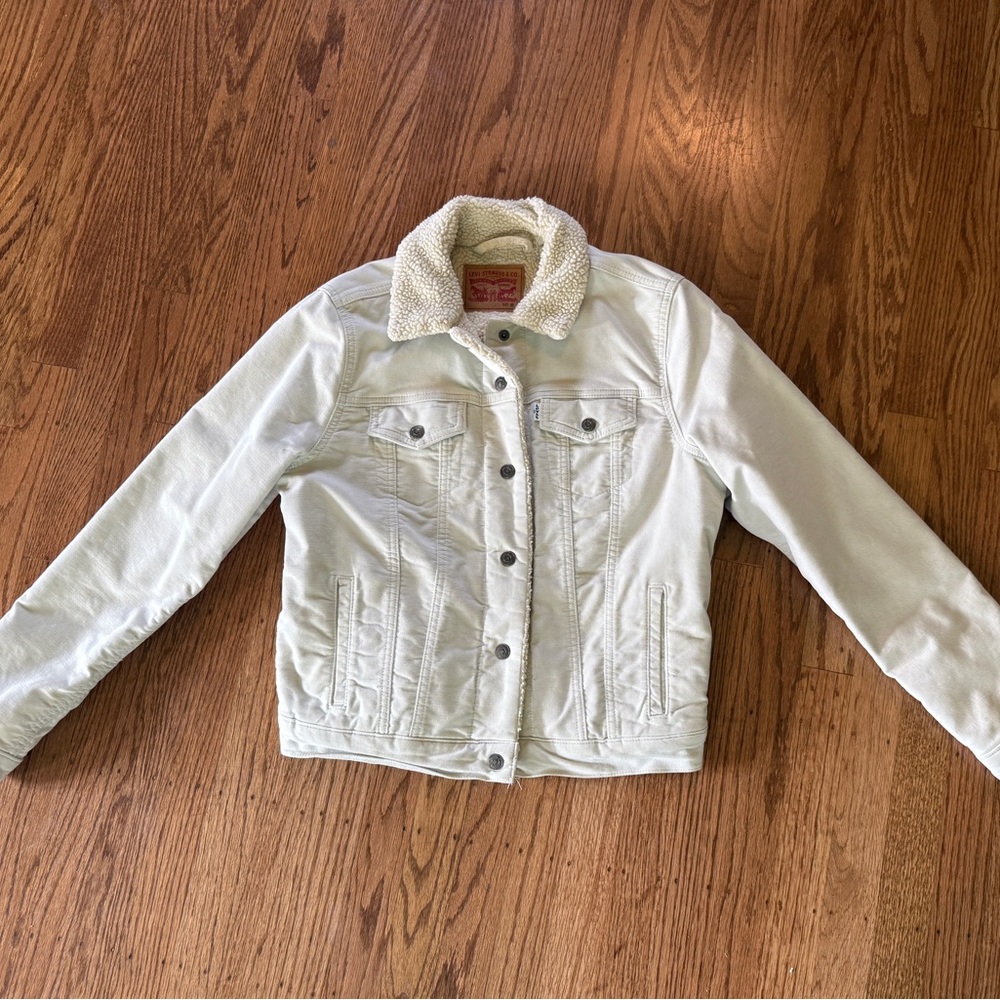 Levi's Cream White Jean Jacket with Sherpa Lining